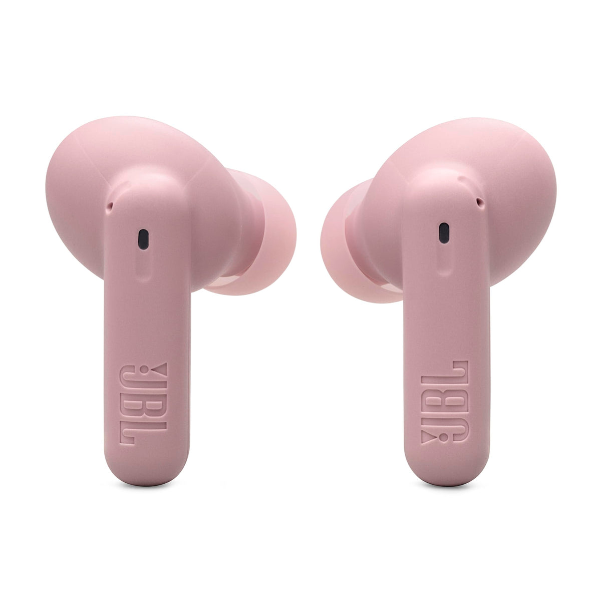 JBL Vibe Beam 2 open charging case displaying battery-ready earbuds and portability benefit