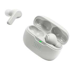 JBL Vibe Beam charging case back with ports, showing easy recharging