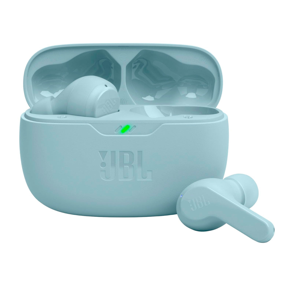 JBL Vibe Beam front view in mint showcasing design and visual appeal