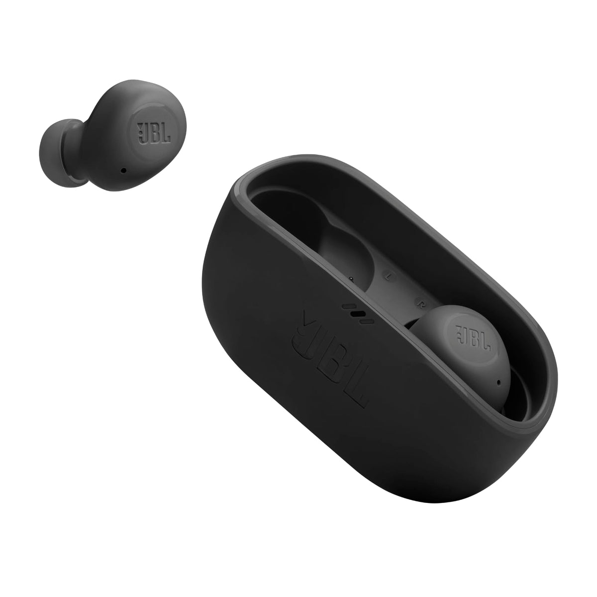JBL Vibe Buds front packaging showing product and features for confident purchase