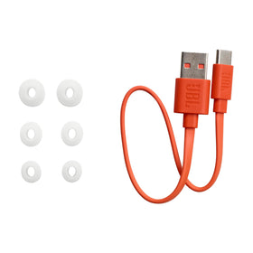 JBL earbuds in ear demonstrating secure fit and comfortable seal