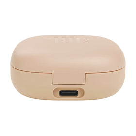 JBL Vibe Flex beige offers up to 32 hours total playback with the charging case.