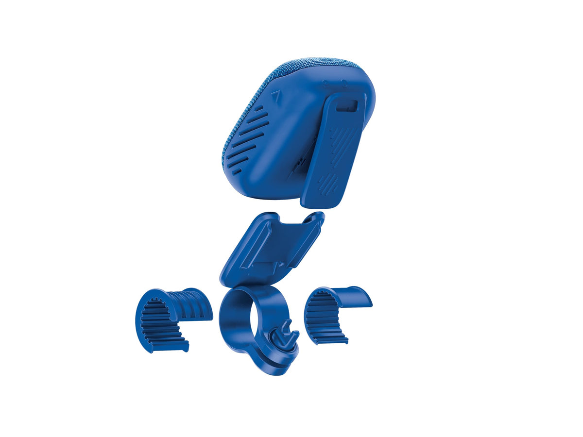 JBL Wind 3S on a bicycle showing wireless Bluetooth streaming from a phone.