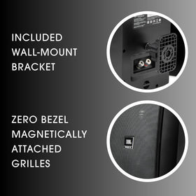 JBL XD-5 magnetically attached white grille for a clean look.