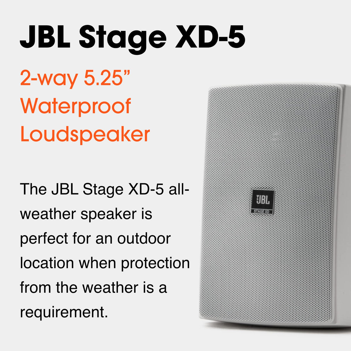JBL XD-5 woofer and tweeter close-up with graphite-filled cone.