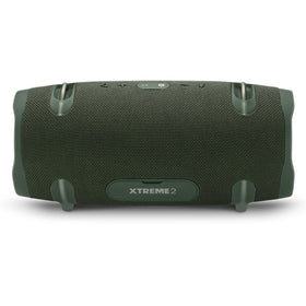 JBL Xtreme 2 Green side view highlighting rugged fabric and portable design.