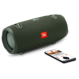 JBL Xtreme 2 Green waterproof close-up emphasizing IPX7 protection.