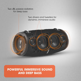 JBL Xtreme 3 camo by poolside with immersive bass