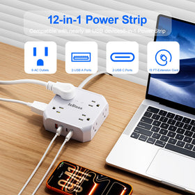 JcBlaon 15ft braided extension cord reaches outlets neatly and discreetly.