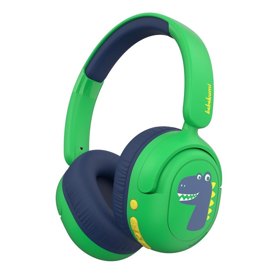 JBUNION dinosaur headphones folded for compact travel and storage