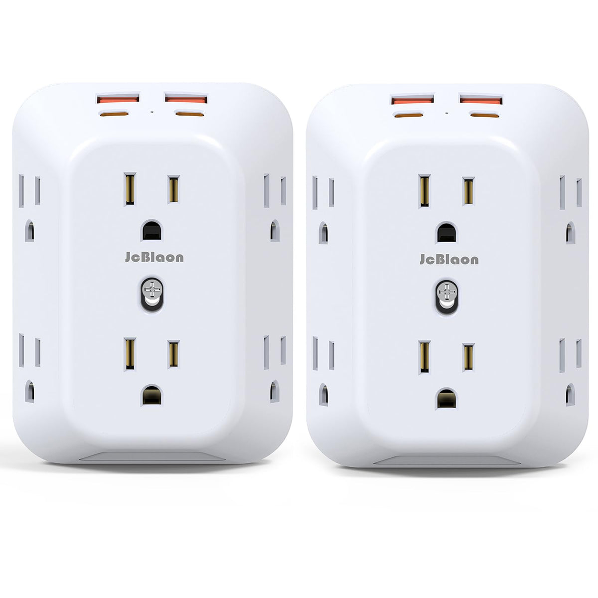 JcBlaon 2-pack outlet extender with 6 outlets and 4 USB ports for convenient charging