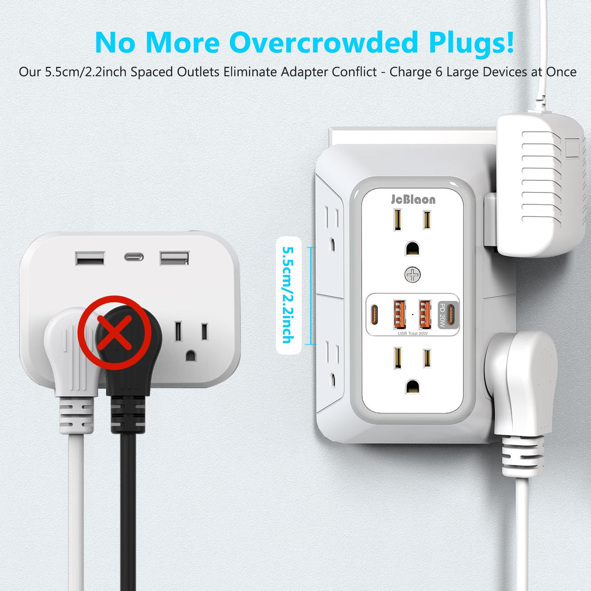 JcBlaon ETL-certified power strip for reliable home use