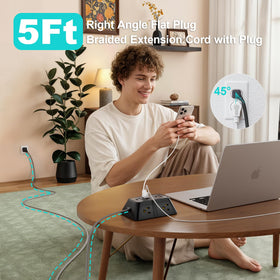 JcBlaon surge protector wide-space outlets prevent plug interference during setup.