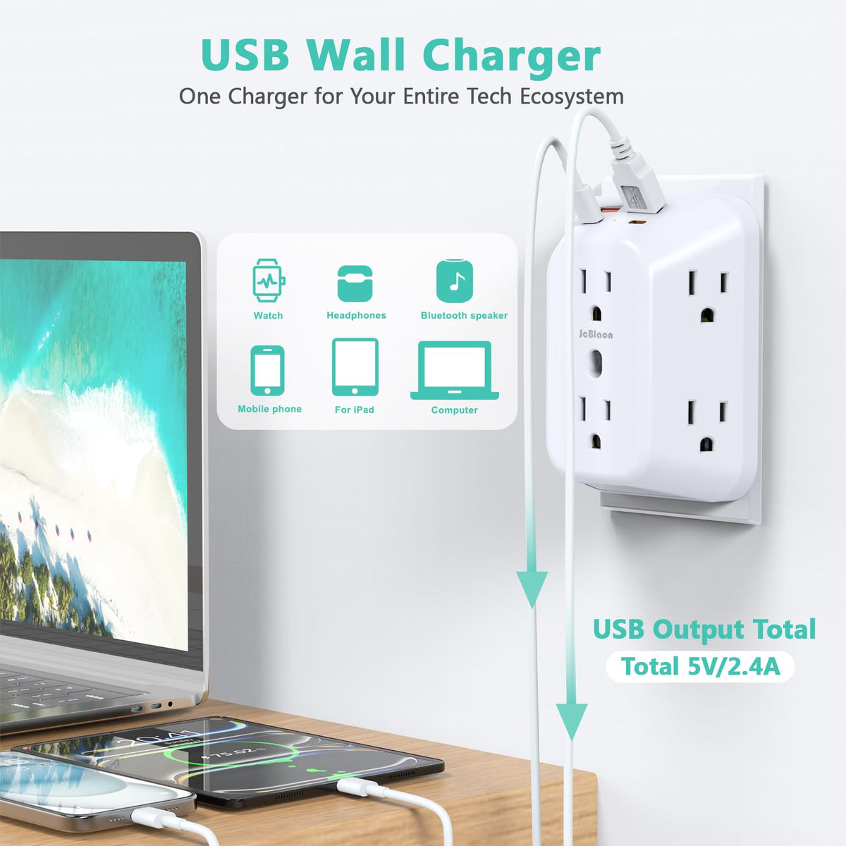 JcBlaon USB smart charging ports optimize speed for connected devices