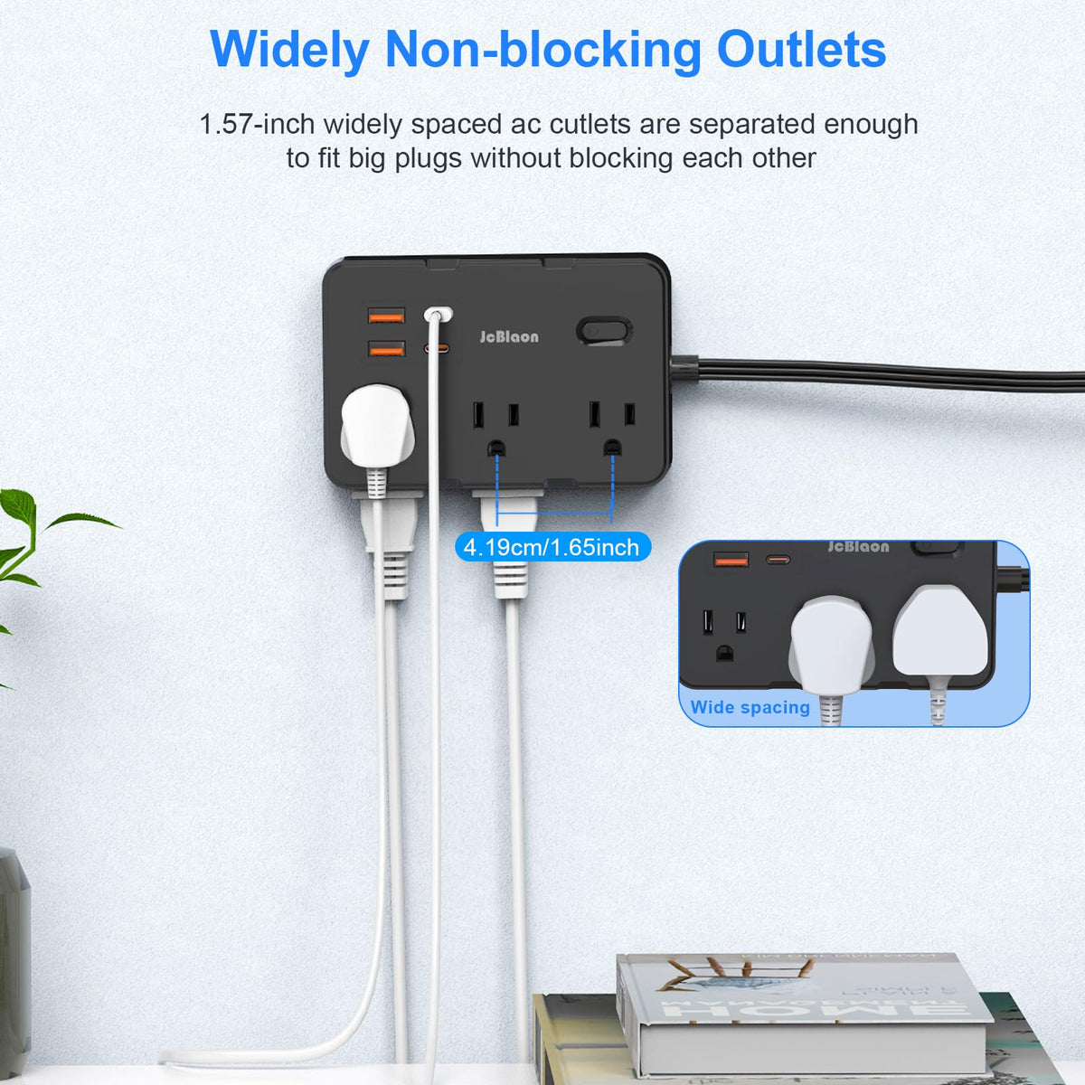 JcBlaon six-outlet design with widely spaced outlets