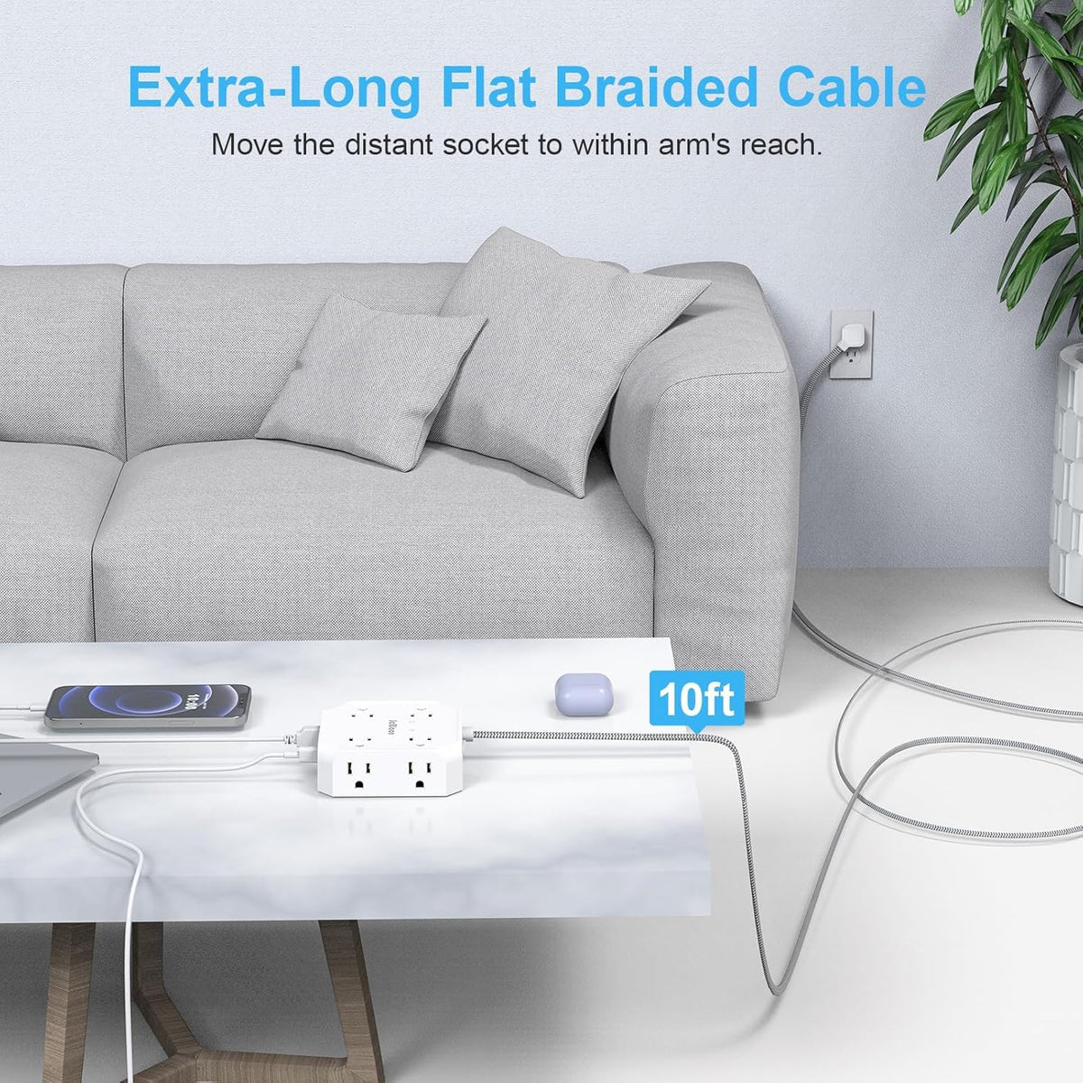 JcBlaon surge protection with 1050J rating for appliance safety.
