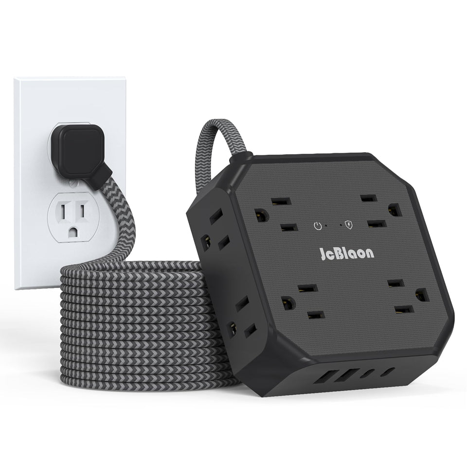 JcBlaon 10ft surge protector powering multiple devices in dorms and offices.