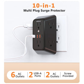 JcBlaon 3-sided power board offers spacious sockets for bulky adapters.
