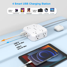 JcBlaon eight-outlet power strip expanding a single outlet for multiple devices.