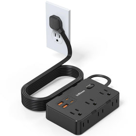 JcBlaon flat plug power strip front view fits tight spaces behind furniture