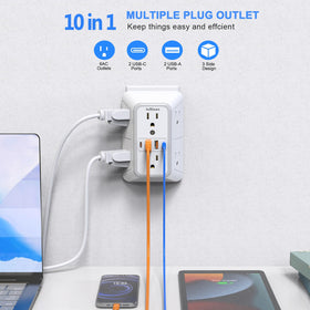 JcBlaon outlet extender front with six AC sockets and easy access benefit