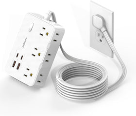 JcBlaon power strip with 5ft flat cord keeps cords tidy and hidden