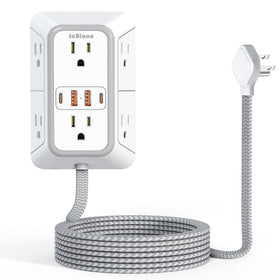 JcBlaon power strip with 6 outlets and USB ports, ideal for dorm desks