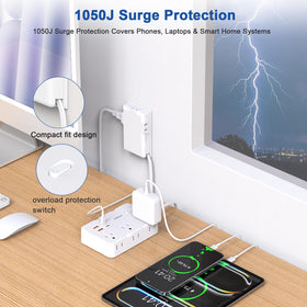 JcBlaon power strip four USB ports for fast charging and versatility