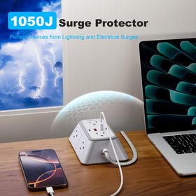 JcBlaon ultra-thin flat plug helps fit behind furniture and walls