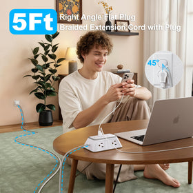 JcBlaon power strip with wide pitch accommodates bulky plugs for multiple devices