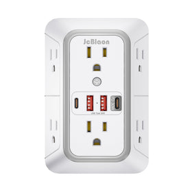 JcBlaon surge protector outlet extender with 6 outlets and 4 USB ports for versatile charging.