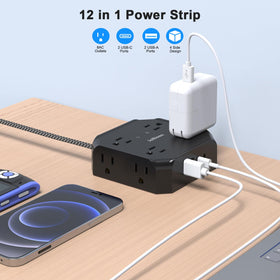 JcBlaon surge protector USB-C fast charging ports power devices quickly and safely.