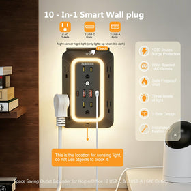 JcBlaon wall outlet with USB-A and USB-C ports for smart charging.
