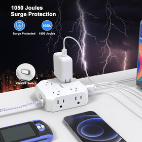 JcBlaon four-port USB charging station with USB-A and USB-C ports for versatile charging.