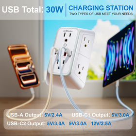 JcBlaon USB smart charging ports auto-detect devices for efficient charging.