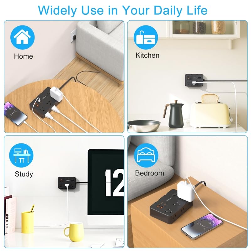 JcBlaon compact travel-ready power strip in dorm setup