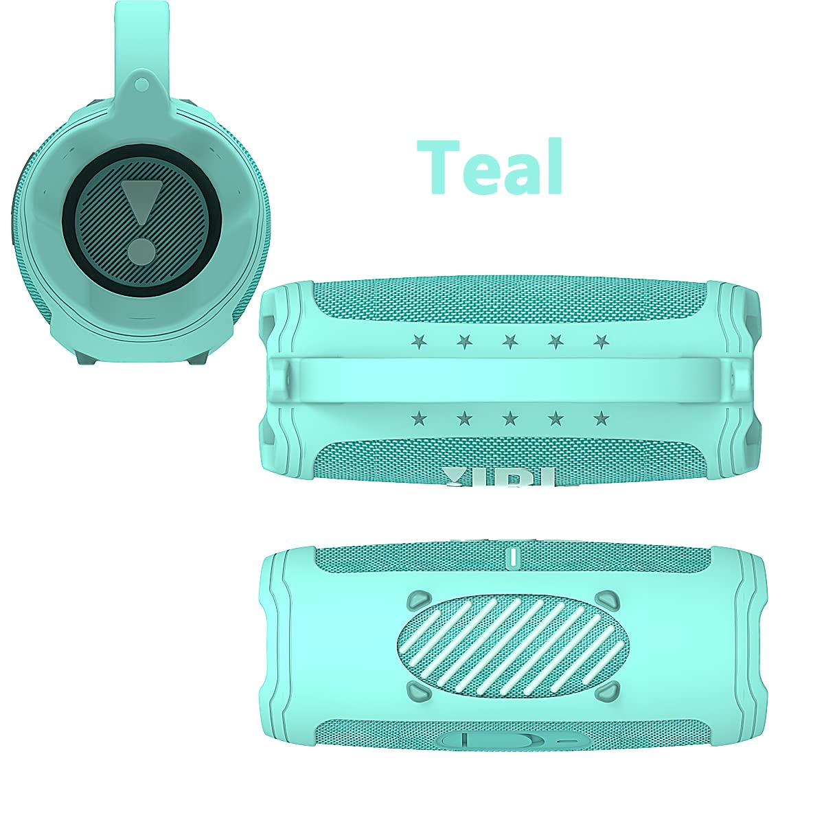 JCHPINE teal cover for Charge 5 keeps charging port accessible.