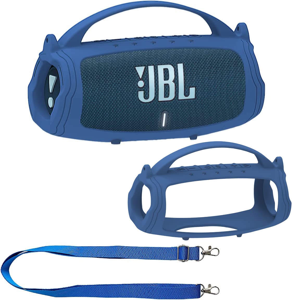 JCHPINE JBL Charge 5 blue silicone cover adds grip and scratch protection.
