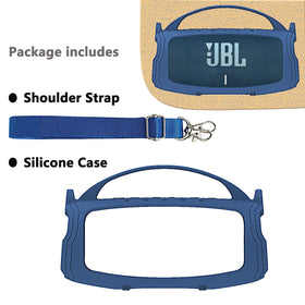 JCHPINE JBL Charge 5 blue silicone cover side view with accessible port.