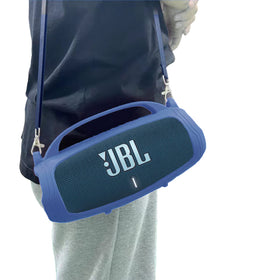 JCHPINE blue silicone cover with shoulder strap attached for portable use.