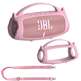 JCHPINE pink silicone cover for JBL Charge 5 protects on the go and adds grip.
