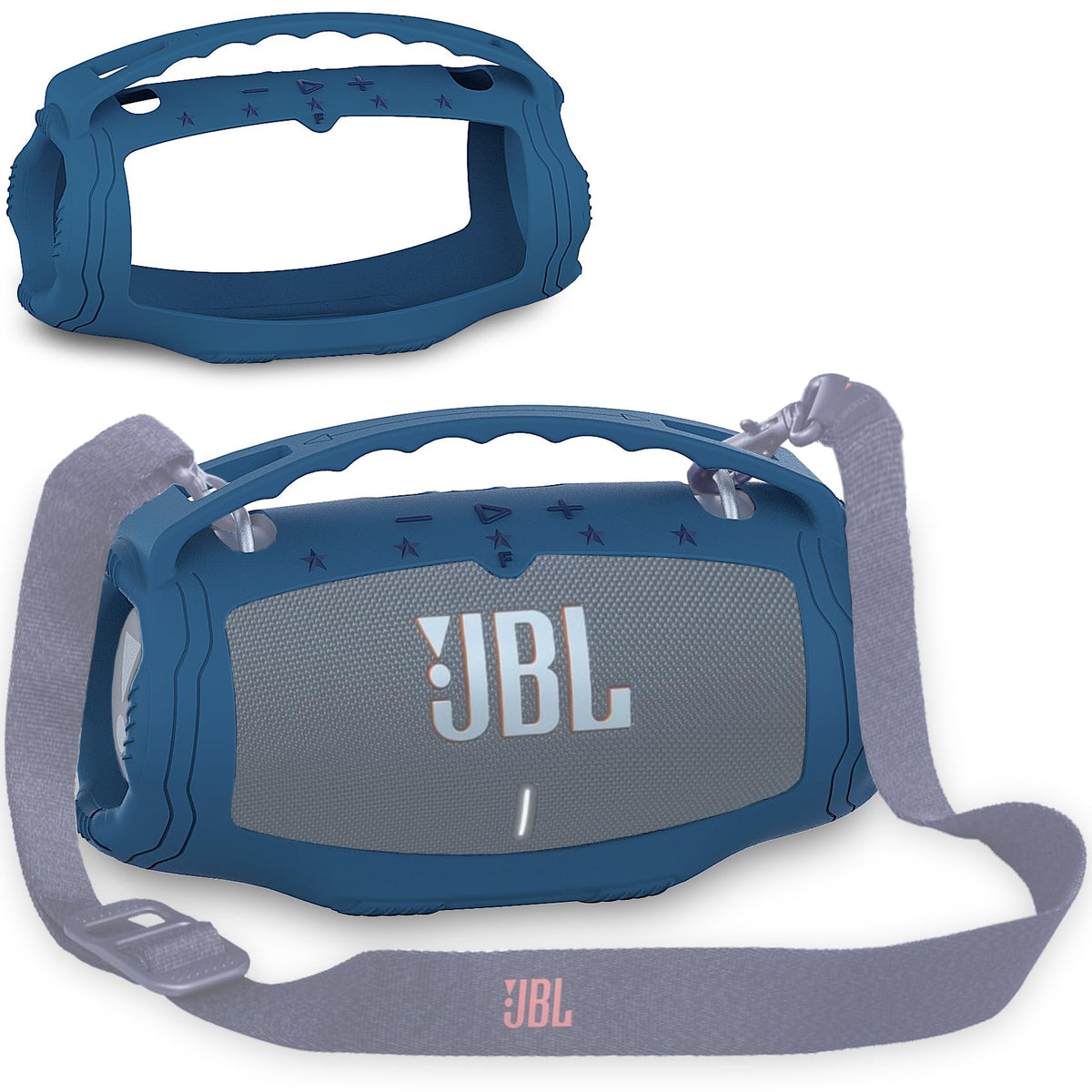 JCHPINE JBL Xtreme 4 blue silicone cover provides grip and protection.