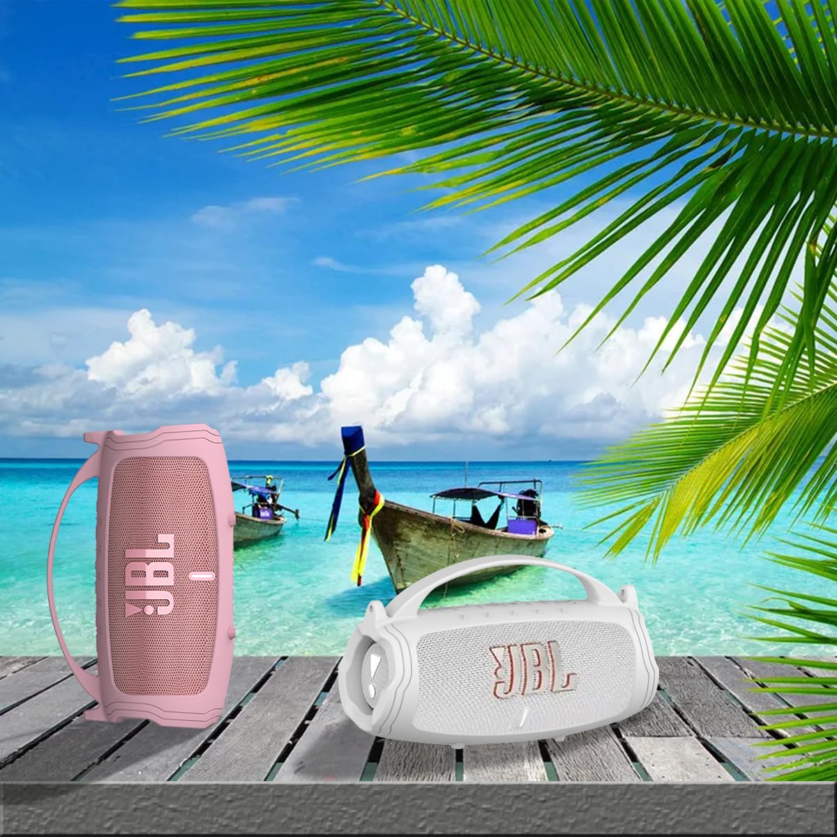 JCHPINE Charge 5 silicone cover — assembled white case on speaker