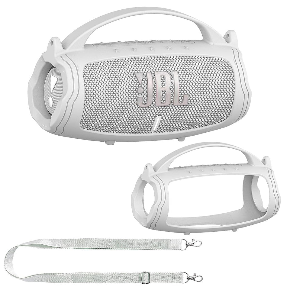 JCHPINE silicone cover for JBL Charge 5 — front view with carry handle for portable protection
