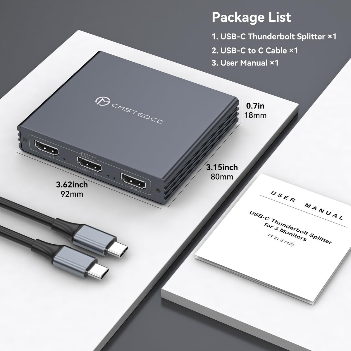 JCYMELE compact adapter beside notebook showing portable size for travel convenience