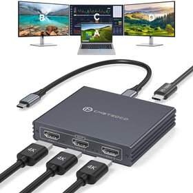 JCYMELE front view of adapter showing three HDMI ports and USB-C for versatile connectivity
