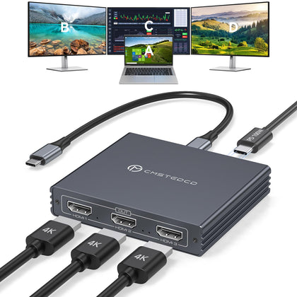 JCYMELE front view of adapter showing three HDMI ports and USB-C for versatile connectivity
