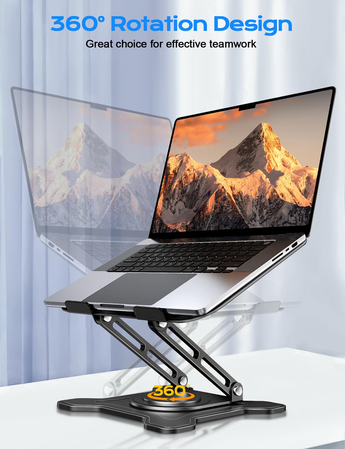 JCZT close-up of 360-degree rotating base enabling easy screen sharing