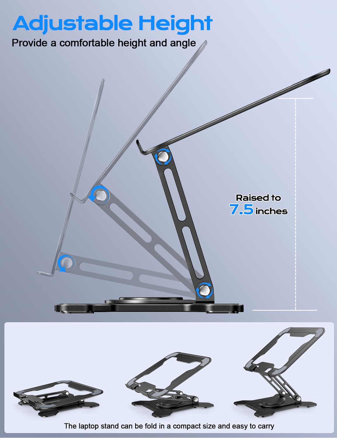JCZT side profile showing adjustable height for better posture
