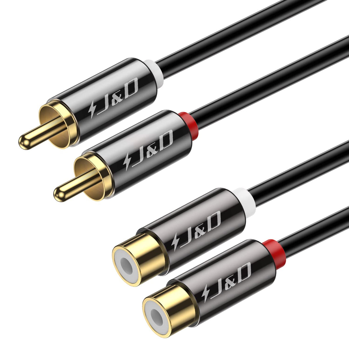 J&D 2RCA extension with gold plated connectors for low signal loss